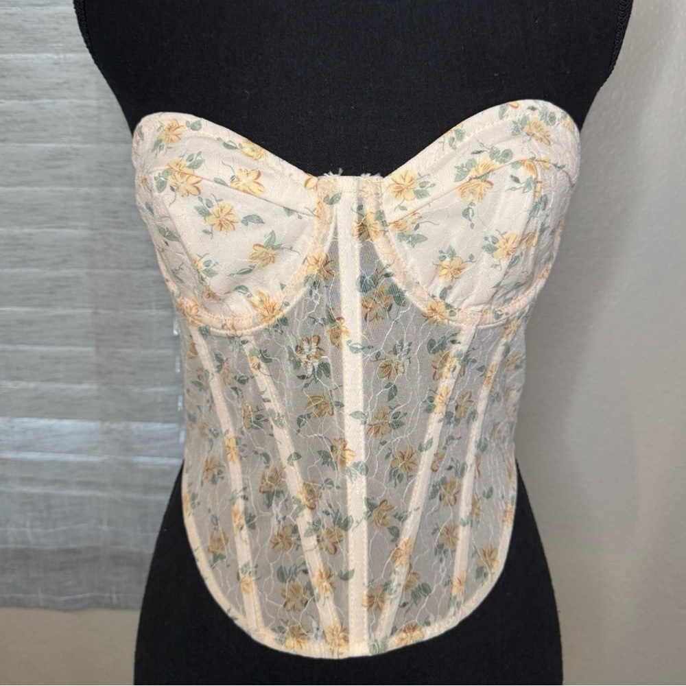 Floral Lace Corset lace up top NEW